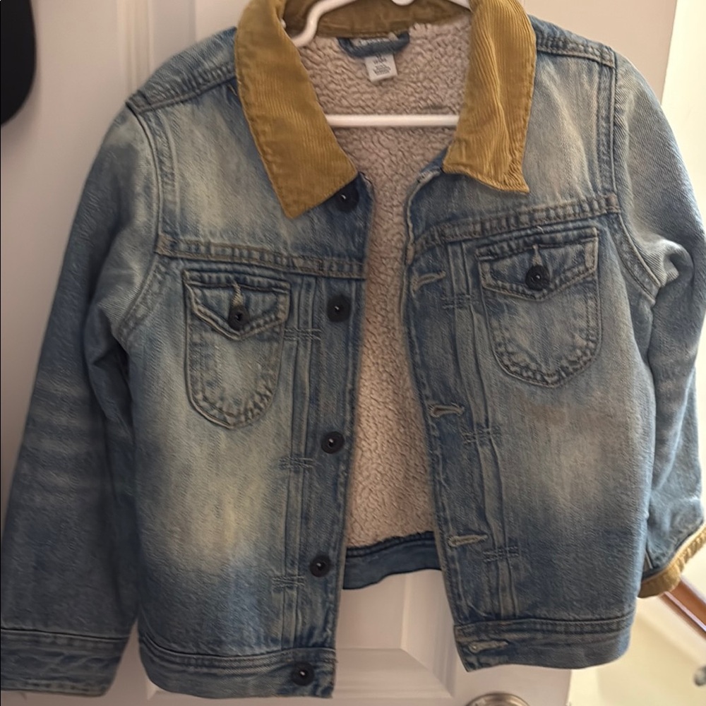GAP Blue and Tan Jean Jacket with Vintage Trucker Style
